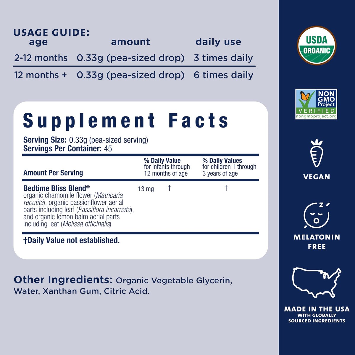 Mommy's Bliss Bio Baby Schlafberuhigungsgel für den Schnuller, Fördert erholsamen Schlaf*, Ohne Melatonin, Ab 2 Monaten, 0,53 Fl Oz
