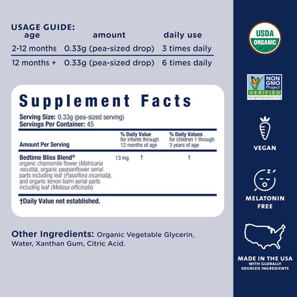 Mommy's Bliss Bio Baby Schlafberuhigungsgel für den Schnuller, Fördert erholsamen Schlaf*, Ohne Melatonin, Ab 2 Monaten, 0,53 Fl Oz