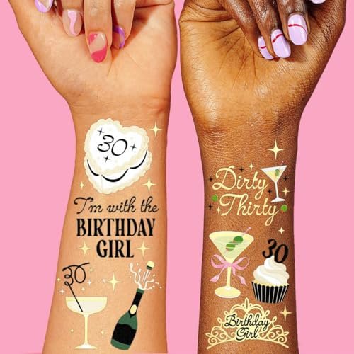 xo, Fetti 30. Geburtstag Temporäre Tattoos – 50 Goldfolien-Stücke | Geburtstags-Cocktail-Accessoire, Dirty Thirty Olive Party-Geschenk, Süße RIP an meine 20er Bday-Aktivität