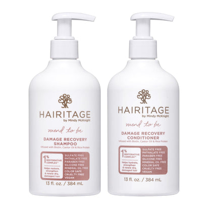 Hairitage Biotin Schadenreparatur Shampoo und Conditioner Set – Stärkend + Volumengebend – Biotin Rizinusöl + Reisprotein – Sulfatfrei + Farbsicher – Tiefenpflege für trockenes, geschädigtes, lockiges Haar