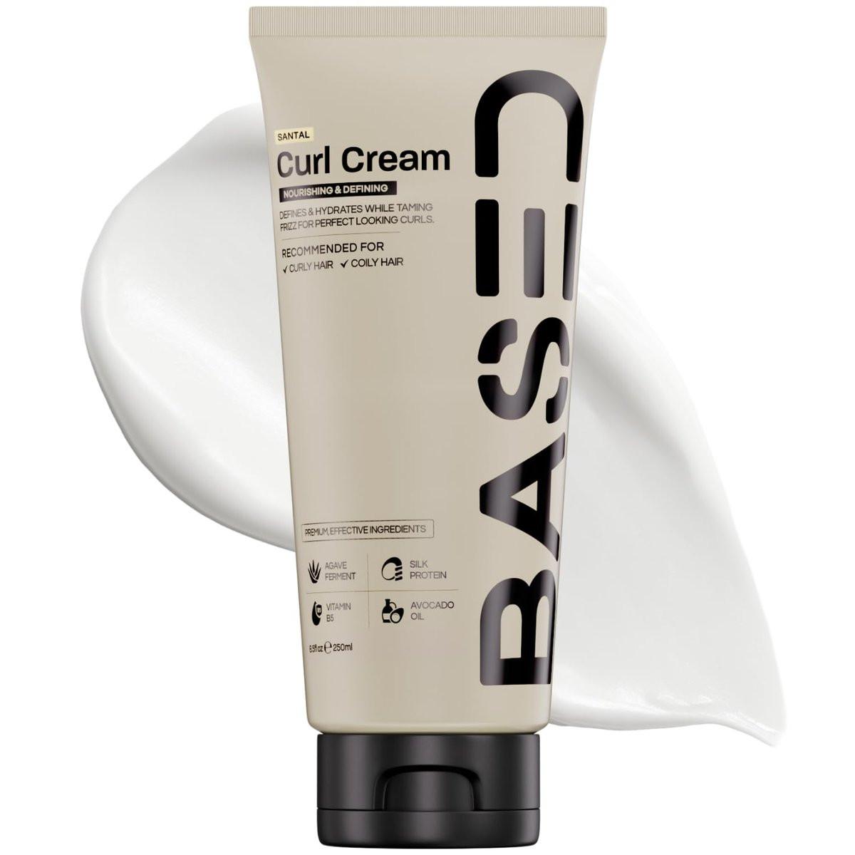 BASED Curl Cream für Männer – Lockencreme für lockiges Haar, ohne aggressive Chemikalien oder künstliche Duftstoffe, mittlerer Halt, spendet Feuchtigkeit & pflegt mit Agave, Seidenprotein & Rizinusöl, 250 ml (1er-Pack)