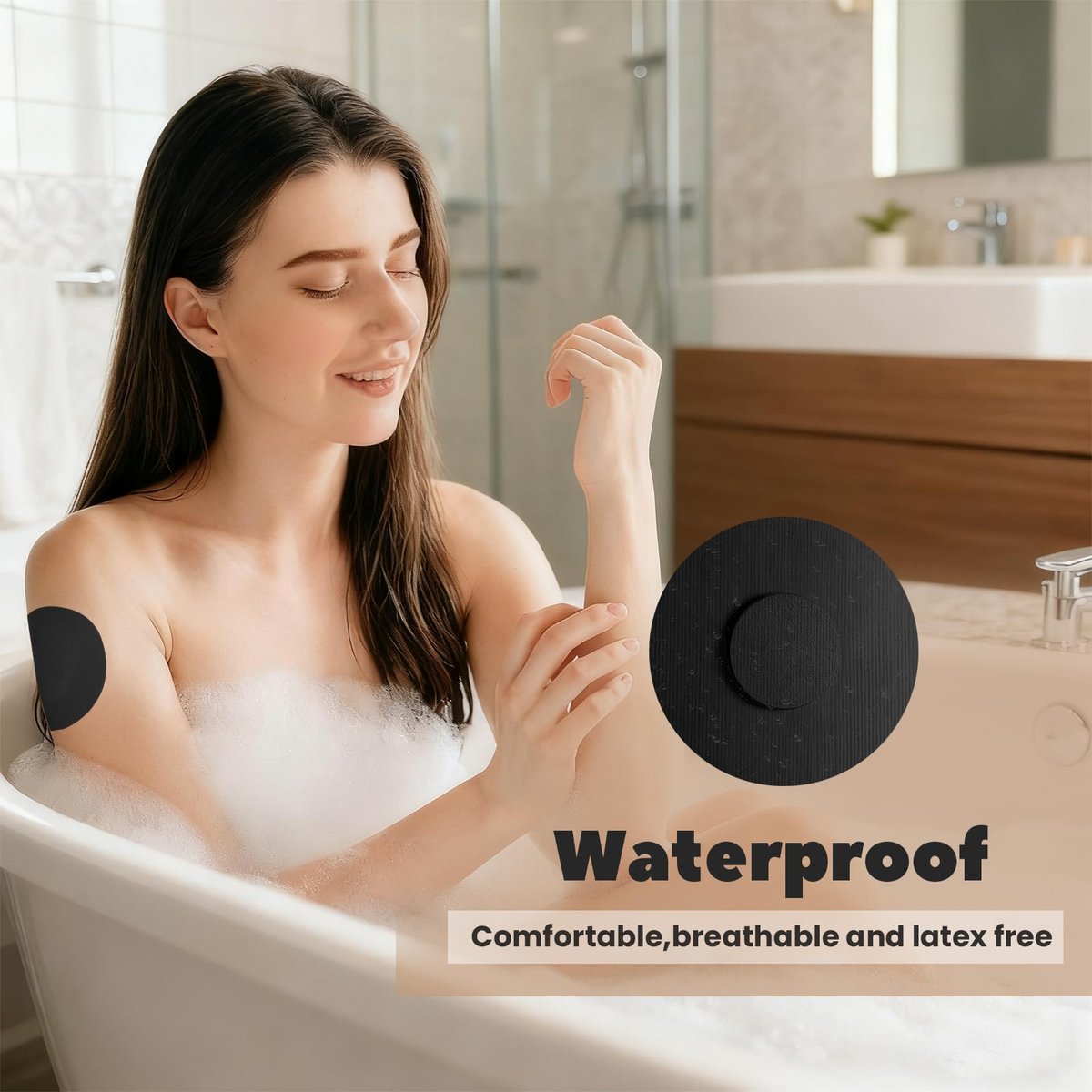 Nepia 30 Stück Schwarze CGM-Sensor-Pflaster | Wasserdichte Klebepflaster für Dexcom G7/Libre 1 2 3/Enlite | 14 Tage langanhaltender Schutz | Schweißresistente Sensorabdeckungen für aktiven Lebensstil