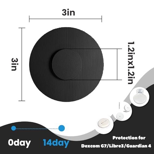 Nepia 30 Stück Schwarze CGM-Sensor-Pflaster | Wasserdichte Klebepflaster für Dexcom G7/Libre 1 2 3/Enlite | 14 Tage langanhaltender Schutz | Schweißresistente Sensorabdeckungen für aktiven Lebensstil