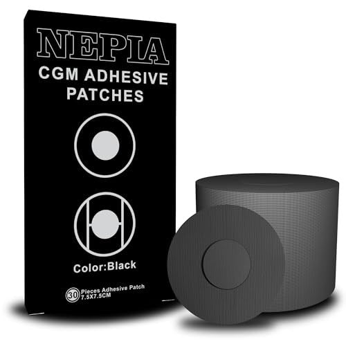 Nepia 30 Stück Schwarze CGM-Sensor-Pflaster | Wasserdichte Klebepflaster für Dexcom G7/Libre 1 2 3/Enlite | 14 Tage langanhaltender Schutz | Schweißresistente Sensorabdeckungen für aktiven Lebensstil