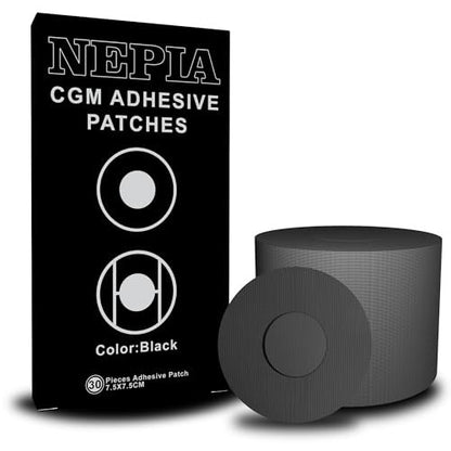 Nepia 30 Stück Schwarze CGM-Sensor-Pflaster | Wasserdichte Klebepflaster für Dexcom G7/Libre 1 2 3/Enlite | 14 Tage langanhaltender Schutz | Schweißresistente Sensorabdeckungen für aktiven Lebensstil