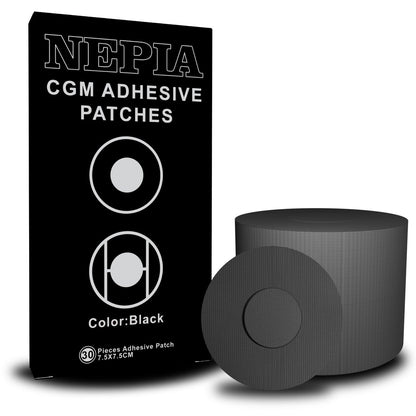Nepia 30 Stück Schwarze CGM-Sensor-Pflaster | Wasserdichte Klebepflaster für Dexcom G7/Libre 1 2 3/Enlite | 14 Tage langanhaltender Schutz | Schweißresistente Sensorabdeckungen für aktiven Lebensstil