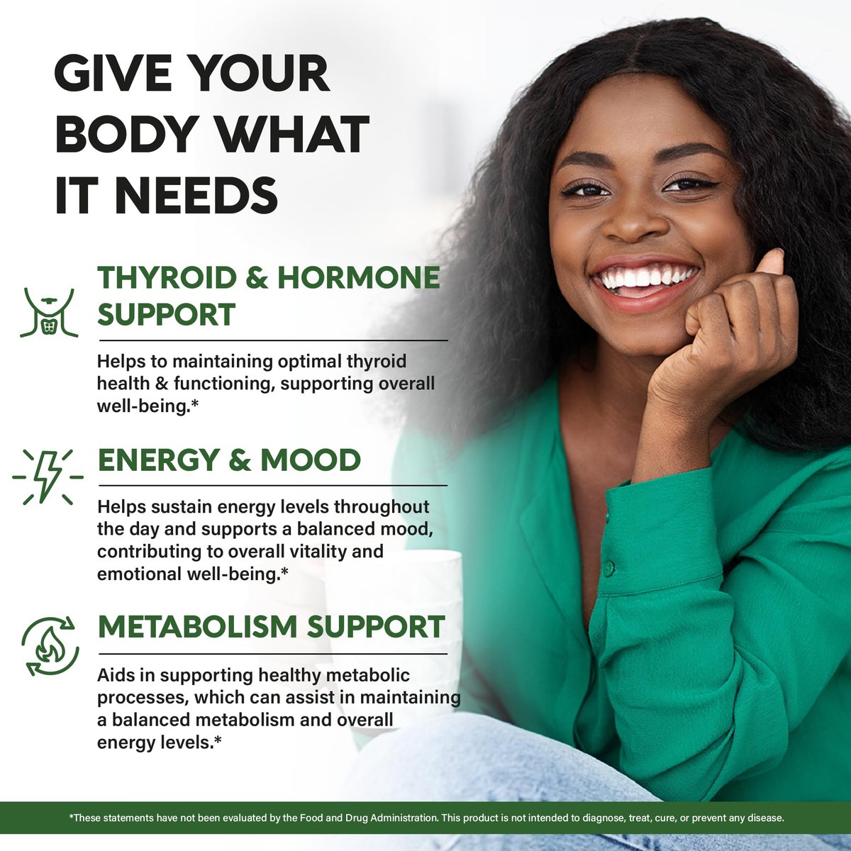 Thyroid Support für Frauen - Selen 200 mcg | Astragalus | Zink & Jod | L-Tyrosin | Adaptogene Kräuter - 21-in-1 Antioxidans & Immununterstützung - Vegan, Nicht-GVO - Laborgetestet - 60 Kapseln