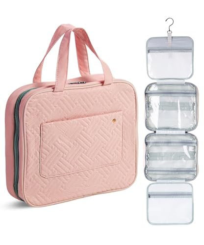 Ms. Pen Reisetasche für Toilettenartikel, Baby Pink, wasserabweisende Make-up-Tasche mit Haken