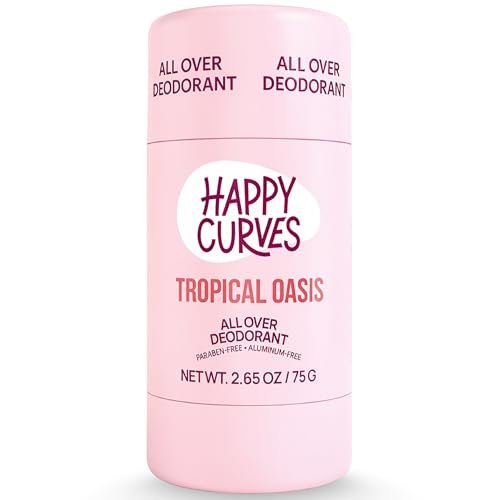 HAPPY CURVES Ganzkörper-Deodorant für Frauen – Aluminiumfrei – Unsichtbare 24-Stunden-Ganzkörperpflege zur Geruchskontrolle, für empfindliche Haut & Intimbereich (Tropical Oasis)
