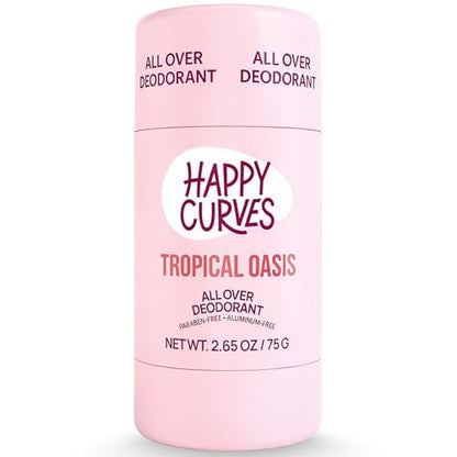 HAPPY CURVES Ganzkörper-Deodorant für Frauen – Aluminiumfrei – Unsichtbare 24-Stunden-Ganzkörperpflege zur Geruchskontrolle, für empfindliche Haut & Intimbereich (Tropical Oasis)