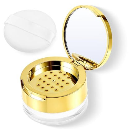 6er-Set leere Puderbehälter mit Puff und Spiegel – Nachfüllbare Make-up-Dosen für DIY-Puder