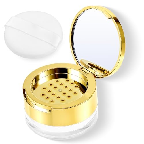 6er-Set leere Puderbehälter mit Puff und Spiegel – Nachfüllbare Make-up-Dosen für DIY-Puder
