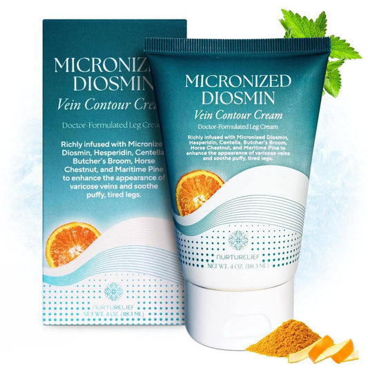 Nurturelief Micronized Diosmin Venen-Creme mit Hesperidin | Kühlende Komfortformel | Ärztlich entwickelte, verbesserte Absorption | Tägliche Pflege und kühlende Erleichterung für leichter fühlende Beine