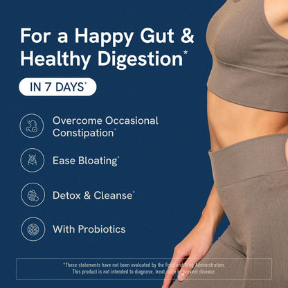 7-Tage-Darmreinigung & Entgiftung | Unterstützt Blähungen & gelegentliche Verstopfung | Schnell wirkende 7-Tage-Detox-Kur für Frauen und Männer mit Probiotika für Darmgesundheit & Regelmäßigkeit | Glutenfrei | 30 Kapseln