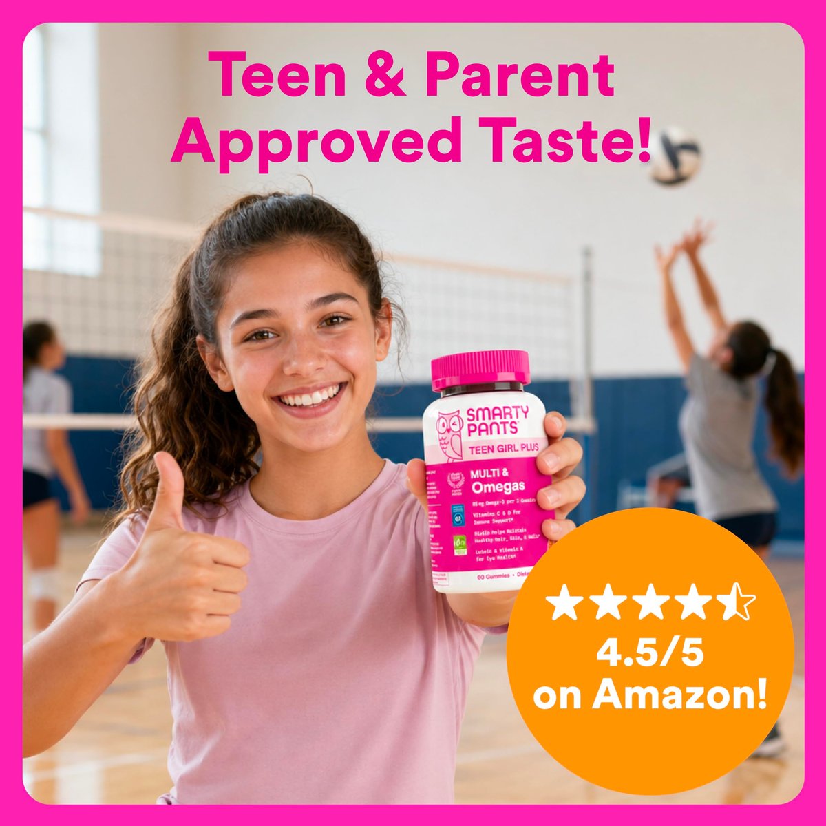 SmartyPants Teen Girl Multivitamin Gummis | Omega 3, Vitamin C, D3, B12, Zink & Biotin | 60 Stück (30-Tage-Vorrat)