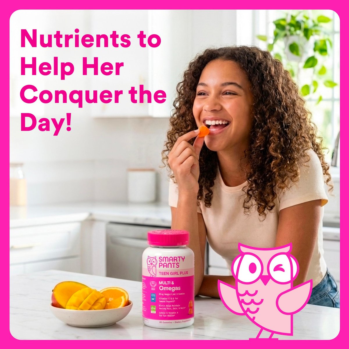 SmartyPants Teen Girl Multivitamin Gummis | Omega 3, Vitamin C, D3, B12, Zink & Biotin | 60 Stück (30-Tage-Vorrat)
