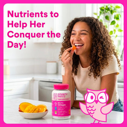 SmartyPants Teen Girl Multivitamin Gummis | Omega 3, Vitamin C, D3, B12, Zink & Biotin | 60 Stück (30-Tage-Vorrat)