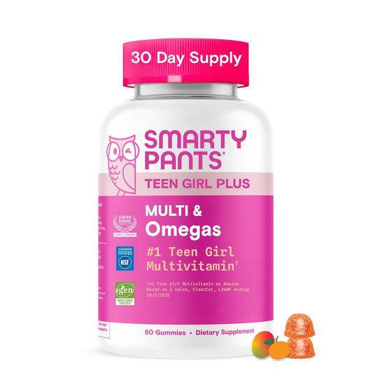 SmartyPants Teen Girl Multivitamin Gummis | Omega 3, Vitamin C, D3, B12, Zink & Biotin | 60 Stück (30-Tage-Vorrat)