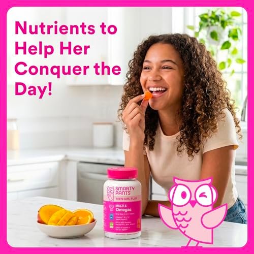 SmartyPants Teen Girl Multivitamin Gummis | Omega 3, Vitamin C, D3, B12, Zink & Biotin | 60 Stück (30-Tage-Vorrat)