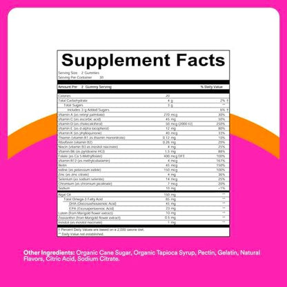SmartyPants Teen Girl Multivitamin Gummis | Omega 3, Vitamin C, D3, B12, Zink & Biotin | 60 Stück (30-Tage-Vorrat)