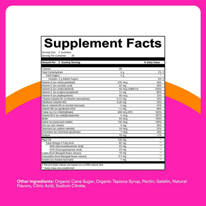 SmartyPants Teen Girl Multivitamin Gummis | Omega 3, Vitamin C, D3, B12, Zink & Biotin | 60 Stück (30-Tage-Vorrat)