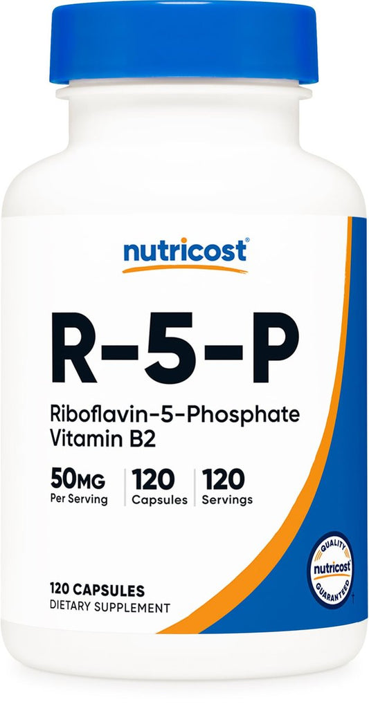 Nutricost R-5-P (Riboflavin-5-Phosphat) (Vitamin B2) 50 mg, 120 Kapseln - Vegan, GVO-frei