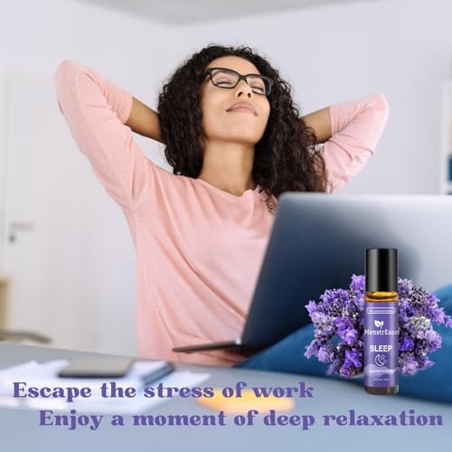 Natürliches Schlaföl Roll-On, 100% natürliche Tiefenentspannungsmischung mit Lavendel, Kamille, Süßorange Aromatherapieölen, 10 ml