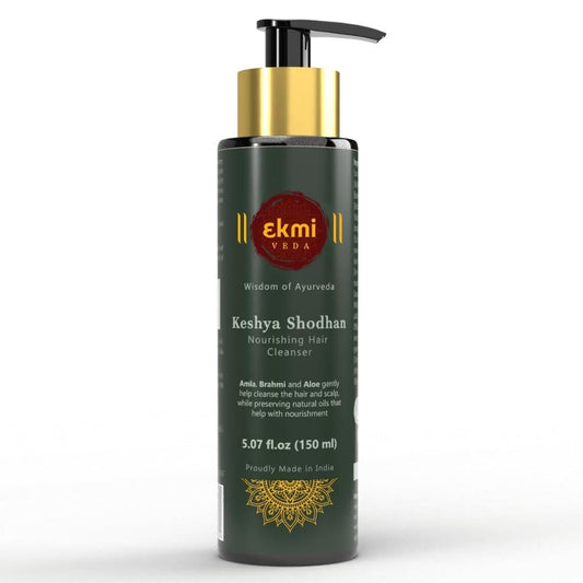 EKMIVEDA Ayurvedisches Haarwachstum Shampoo mit Reetha, Shikakai, Bhringraj, Amla – Sulfatfrei gegen Haarausfall für Männer und Frauen – Rosmarin Shampoo für dickeres Haar, 150 ml