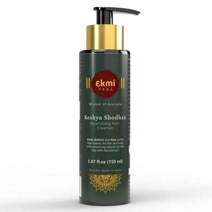 EKMIVEDA Ayurvedisches Haarwachstum Shampoo mit Reetha, Shikakai, Bhringraj, Amla – Sulfatfrei gegen Haarausfall für Männer und Frauen – Rosmarin Shampoo für dickeres Haar, 150 ml