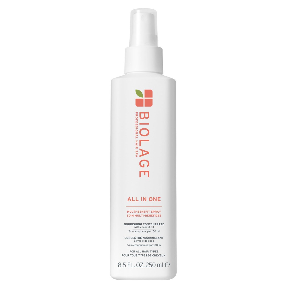 Biolage All-In-One Multi-Benefit Spray – Leave-In Pflege, Hitzeschutz, Glanz & Frizz-Kontrolle für alle Haartypen, mit Kokosöl, vegan & parabenfrei, 250 ml