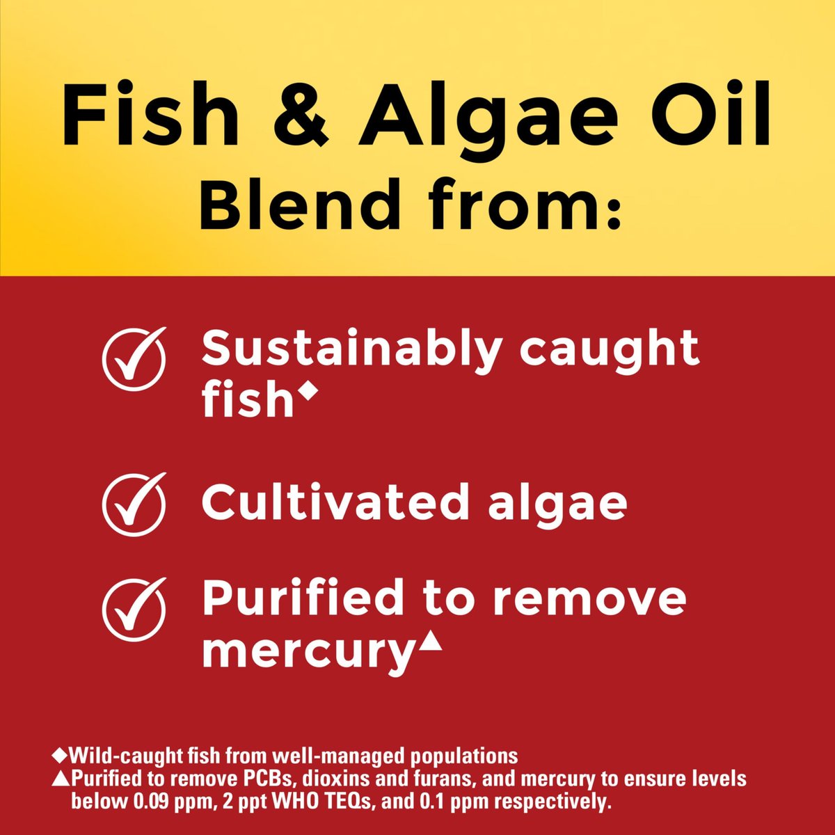Nature Made Omega 3 Fischöl und Algenöl Kapseln, 1200 mg, Algenöl & Fischöl Mischung, Omega 3 Supplement für Herz, Gehirn und Augen, 1 pro Tag, 60 Weichkapseln
