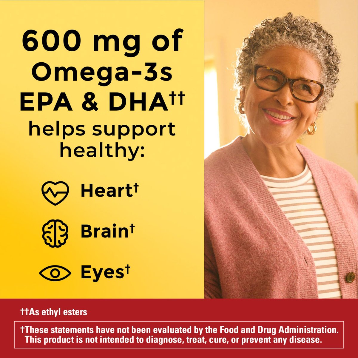 Nature Made Omega 3 Fischöl und Algenöl Kapseln, 1200 mg, Algenöl & Fischöl Mischung, Omega 3 Supplement für Herz, Gehirn und Augen, 1 pro Tag, 60 Weichkapseln