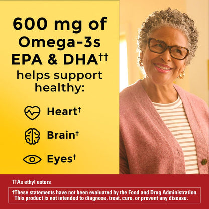 Nature Made Omega 3 Fischöl und Algenöl Kapseln, 1200 mg, Algenöl & Fischöl Mischung, Omega 3 Supplement für Herz, Gehirn und Augen, 1 pro Tag, 60 Weichkapseln