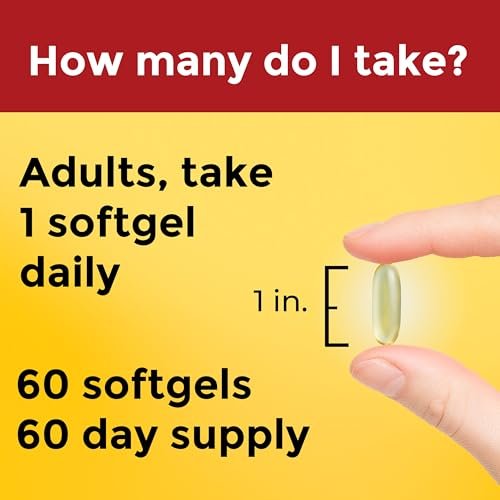 Nature Made Omega 3 Fischöl und Algenöl Kapseln, 1200 mg, Algenöl & Fischöl Mischung, Omega 3 Supplement für Herz, Gehirn und Augen, 1 pro Tag, 60 Weichkapseln