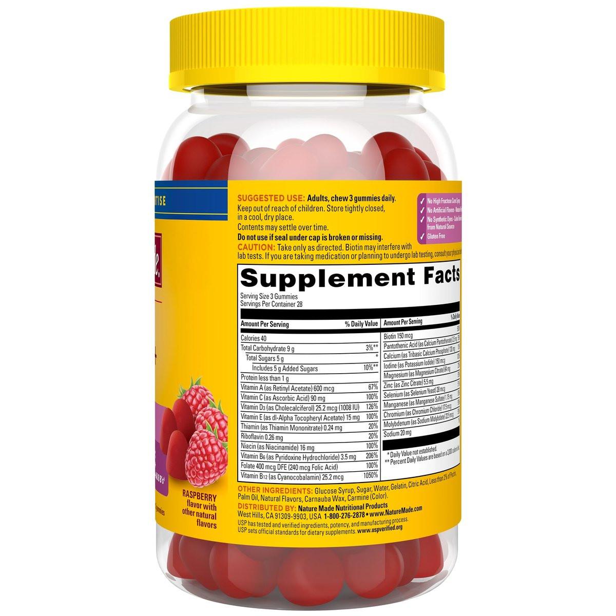 Nature Made Advanced Multivitamin Gummies 50+ für Frauen – Multivitamin-Gummis mit Magnesiumcitrat, Vitamin D3, Zink, Calcium und allen 8 B-Vitaminen, 84 Stück, 28-Tage-Vorrat