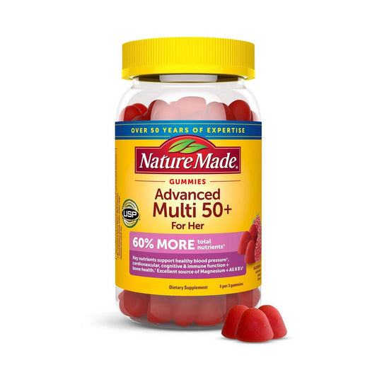 Nature Made Advanced Multivitamin Gummies 50+ für Frauen – Multivitamin-Gummis mit Magnesiumcitrat, Vitamin D3, Zink, Calcium und allen 8 B-Vitaminen, 84 Stück, 28-Tage-Vorrat