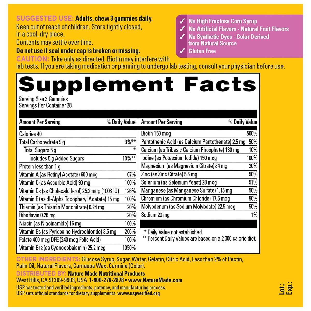 Nature Made Advanced Multivitamin Gummies 50+ für Frauen – Multivitamin-Gummis mit Magnesiumcitrat, Vitamin D3, Zink, Calcium und allen 8 B-Vitaminen, 84 Stück, 28-Tage-Vorrat