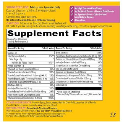 Nature Made Advanced Multivitamin Gummies 50+ für Frauen – Multivitamin-Gummis mit Magnesiumcitrat, Vitamin D3, Zink, Calcium und allen 8 B-Vitaminen, 84 Stück, 28-Tage-Vorrat
