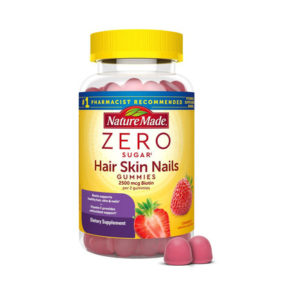 Nature Made Zero Sugar Haar Haut Nägel Gummibärchen, Biotin 2500 mcg pro Portion, 120 zuckerfreie Gummibärchen, 60-Tage-Vorrat