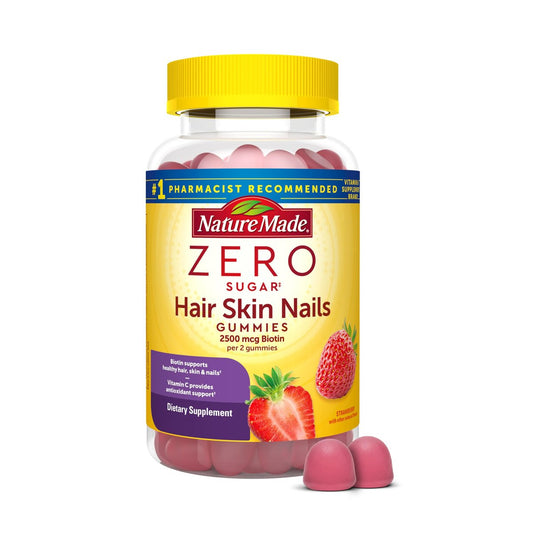 Nature Made Zero Sugar Haar Haut Nägel Gummibärchen, Biotin 2500 mcg pro Portion, 120 zuckerfreie Gummibärchen, 60-Tage-Vorrat