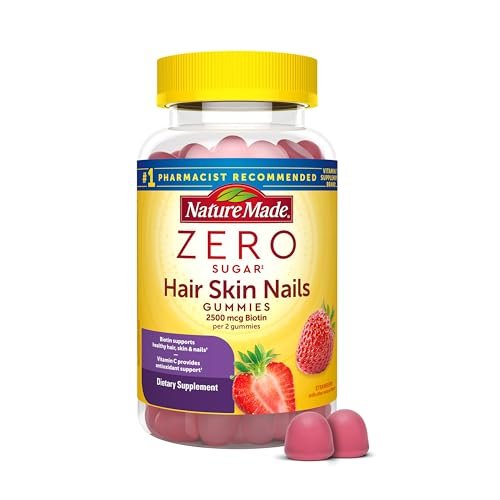 Nature Made Zero Sugar Haar Haut Nägel Gummibärchen, Biotin 2500 mcg pro Portion, 120 zuckerfreie Gummibärchen, 60-Tage-Vorrat
