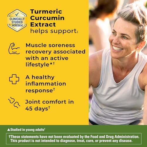 Nature Made Hochdosiertes Curcumin-Turmerik-Präparat Kapseln, 30 Kapseln, 30-Tage-Vorrat, für Muskel- und Gelenkunterstützung