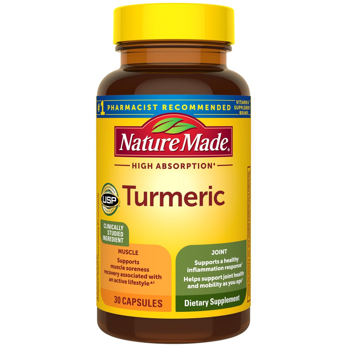 Nature Made Hochdosiertes Curcumin-Turmerik-Präparat Kapseln, 30 Kapseln, 30-Tage-Vorrat, für Muskel- und Gelenkunterstützung