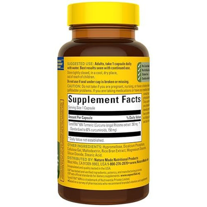 Nature Made Hochdosiertes Curcumin-Turmerik-Präparat Kapseln, 30 Kapseln, 30-Tage-Vorrat, für Muskel- und Gelenkunterstützung