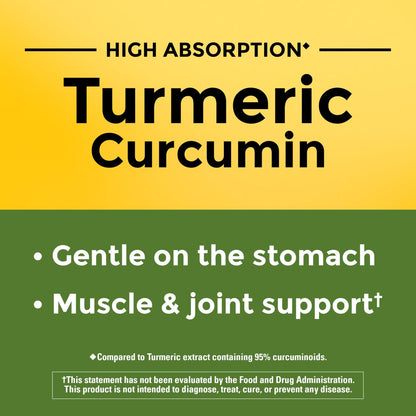 Nature Made Hochdosiertes Curcumin-Turmerik-Präparat Kapseln, 30 Kapseln, 30-Tage-Vorrat, für Muskel- und Gelenkunterstützung