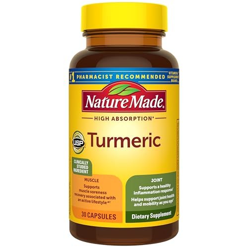 Nature Made Hochdosiertes Curcumin-Turmerik-Präparat Kapseln, 30 Kapseln, 30-Tage-Vorrat, für Muskel- und Gelenkunterstützung