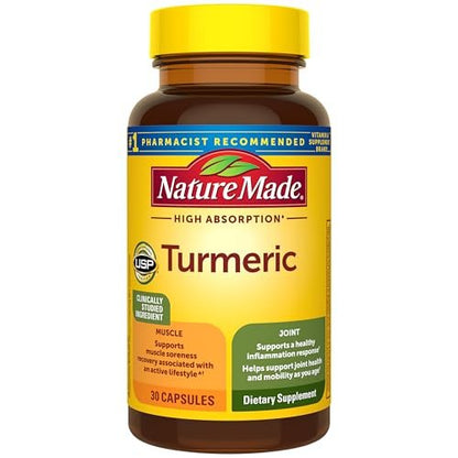 Nature Made Hochdosiertes Curcumin-Turmerik-Präparat Kapseln, 30 Kapseln, 30-Tage-Vorrat, für Muskel- und Gelenkunterstützung