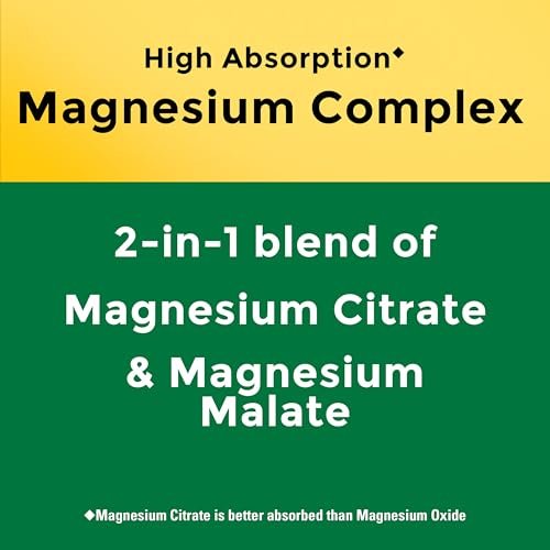 Nature Made Hochdosiertes Magnesium Komplex Soft Chews – Magnesiumcitrat & Malat Mischung 250 mg pro Portion für Muskel-, Herz- und Knochenunterstützung, 40 vegetarische Kautabletten, 20-Tage-Vorrat