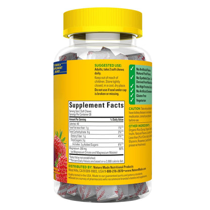 Nature Made Hochdosiertes Magnesium Komplex Soft Chews – Magnesiumcitrat & Malat Mischung 250 mg pro Portion für Muskel-, Herz- und Knochenunterstützung, 40 vegetarische Kautabletten, 20-Tage-Vorrat