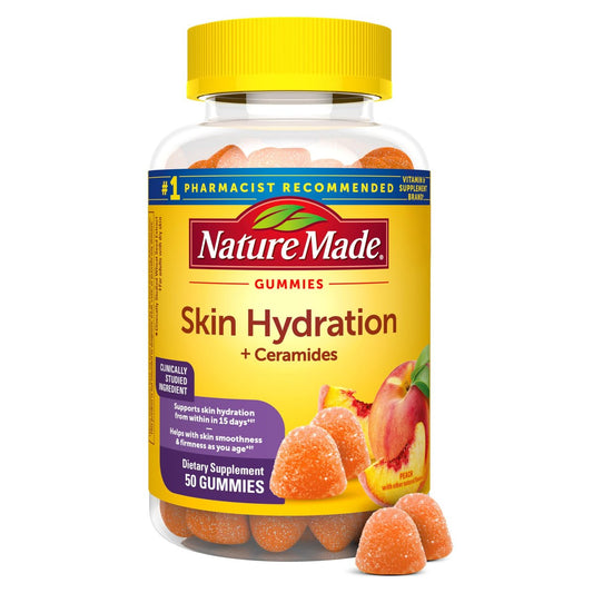 Nature Made Hautfeuchtigkeits-Gummis mit pflanzlichen Ceramiden, Biotin & Vitamin C – 50 Gummis, 25 Tage Vorrat